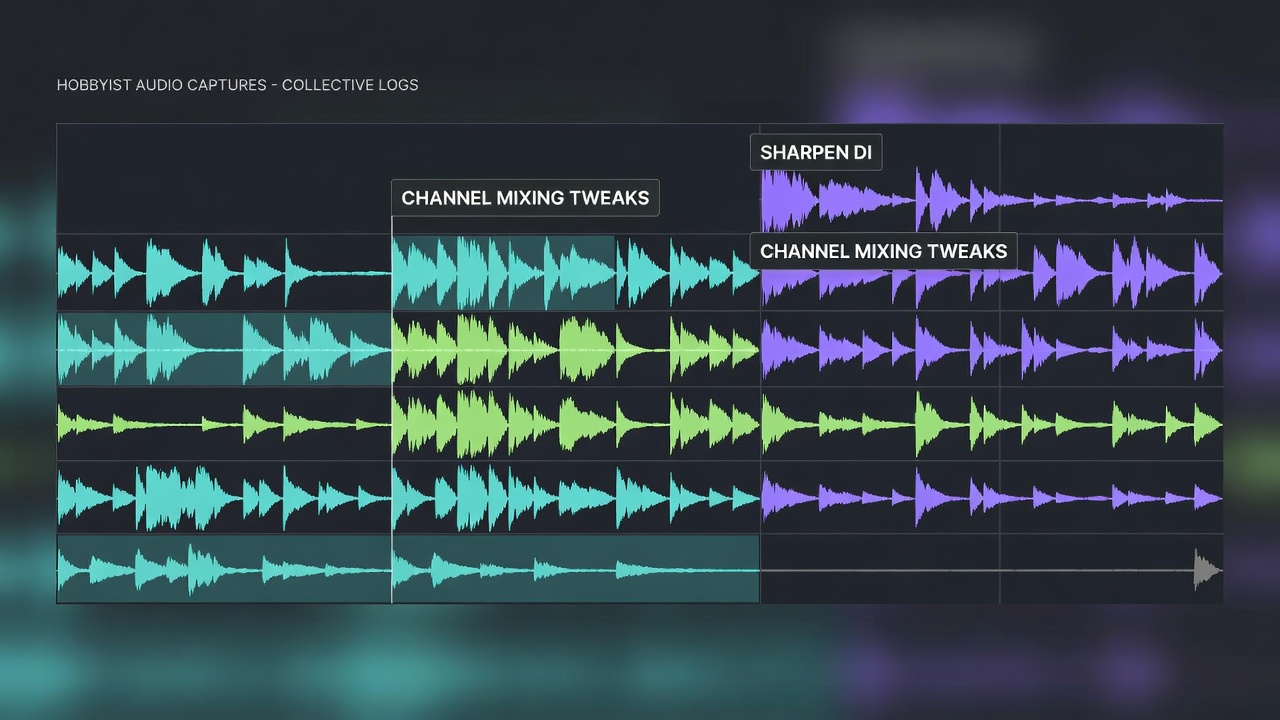 Waveform comparison showing channel mixing adjustments in surround audio captures