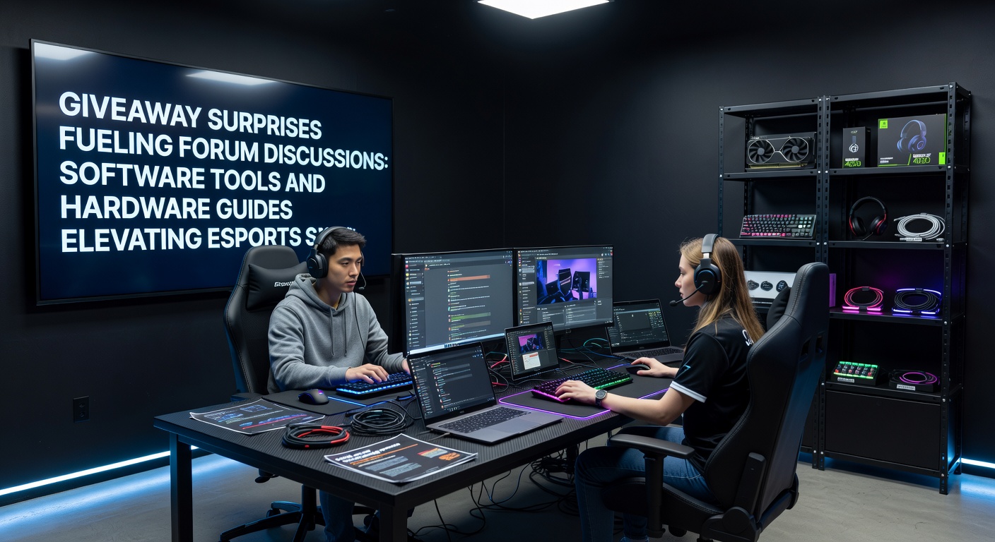 Hardware components and analysis software displayed alongside esports strategy notes