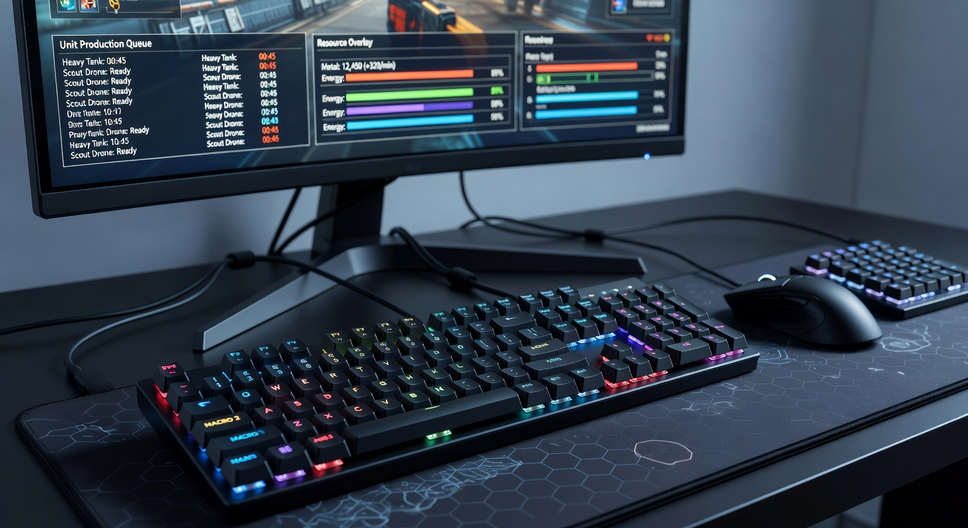 Players configuring peripheral mappings on keyboards and mice for strategy game macro execution