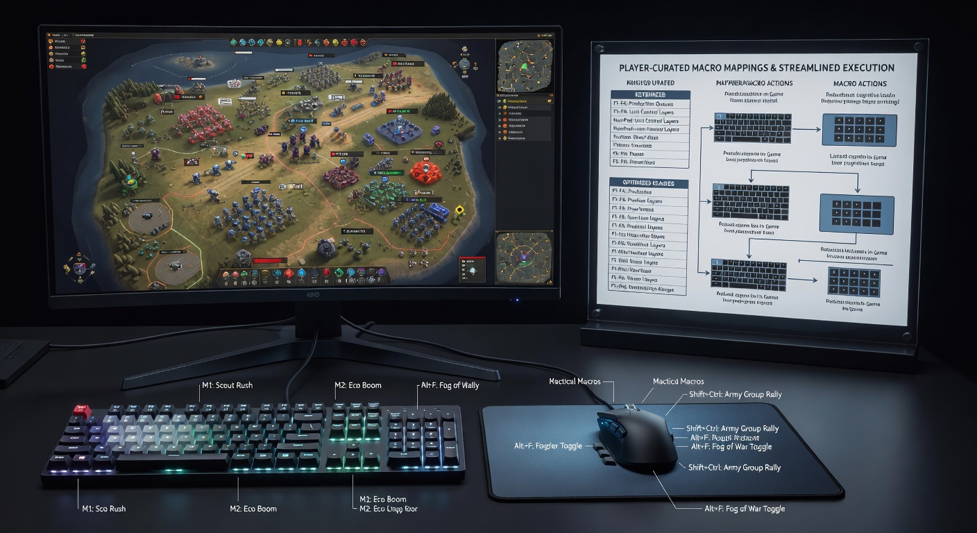 Detailed view of macro execution flow on a gaming mouse during long strategy sessions